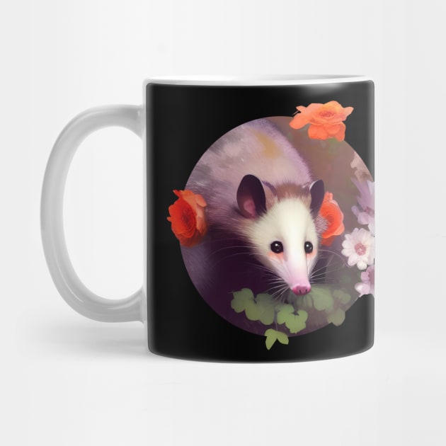 Opossum and flowers by Petit Faon Prints